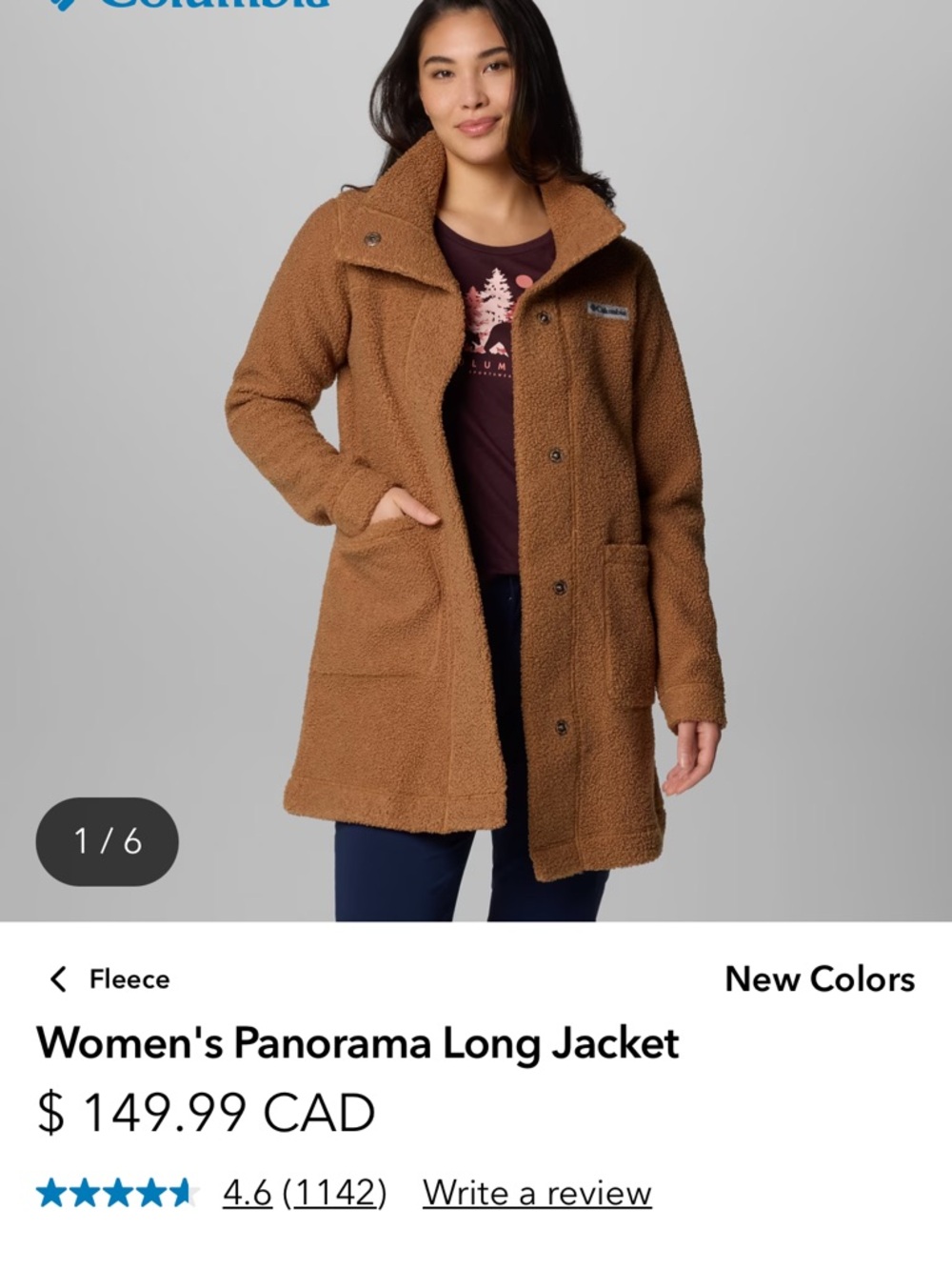 Columbia Brown Teddy Fleece Long Jacket